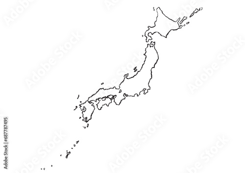クレヨンで描いた日本地図のイラスト