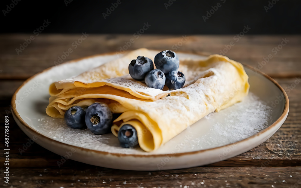Capture the essence of Crepes in a mouthwatering food photography shot Generative AI