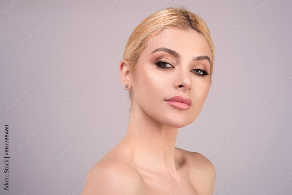Beauty woman eyes, healthy pure skin, natural make up. Beautiful face of beauty young model. Portrait of pretty girl enjoying beauty treatment on studio background. Beauty woman. Beauty woman eyes, healthy pure skin, natural make up. Beautiful face of beauty young model. Portrait of pretty girl enjoying beauty treatment on studio background. Beauty woman.