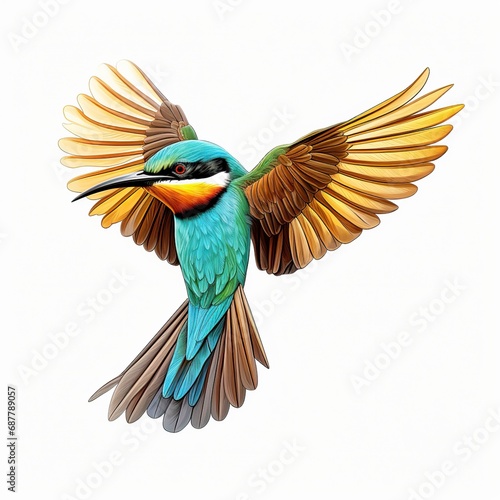 European Bee-eater Full body on white background
