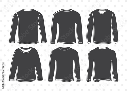 Long Sleeve Tshirt SVG, Tshirt Clipart, Plain Tshirt Svg, Tshirt Icon Svg, Man Dress Svg, Men Wear Svg, Men Clothe Svg, Tshirt Bundle
