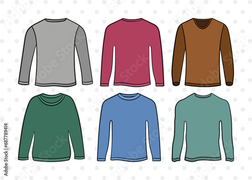 Long Sleeve Tshirt SVG, Tshirt Clipart, Plain Tshirt Svg, Tshirt Icon Svg, Man Dress Svg, Men Wear Svg, Men Clothe Svg, Tshirt Bundle
