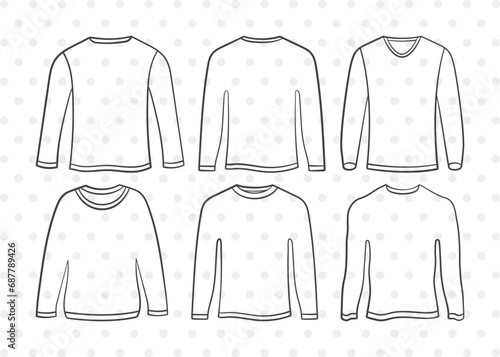 Long Sleeve Tshirt SVG, Tshirt Clipart, Plain Tshirt Svg, Tshirt Icon Svg, Man Dress Svg, Men Wear Svg, Men Clothe Svg, Tshirt Bundle
