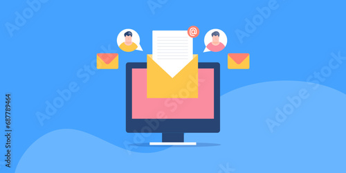 Wallpaper Mural Email message to subscription people, newsletter marketing and open letter on pc screen, business communication technology vector illustration. Torontodigital.ca