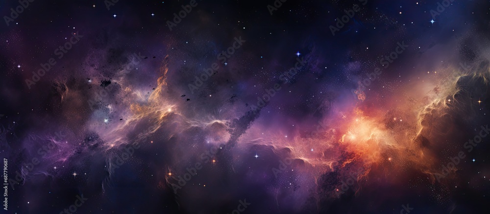 Cosmic backdrop with stars, constellations, galaxies, nebulae, and celestial formations.