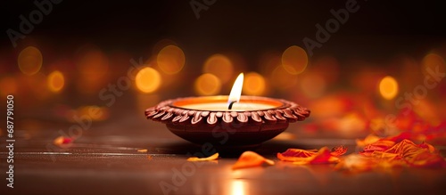 A photo of a Diwali tradition: a diya lamp signifying the festival of lights in India.