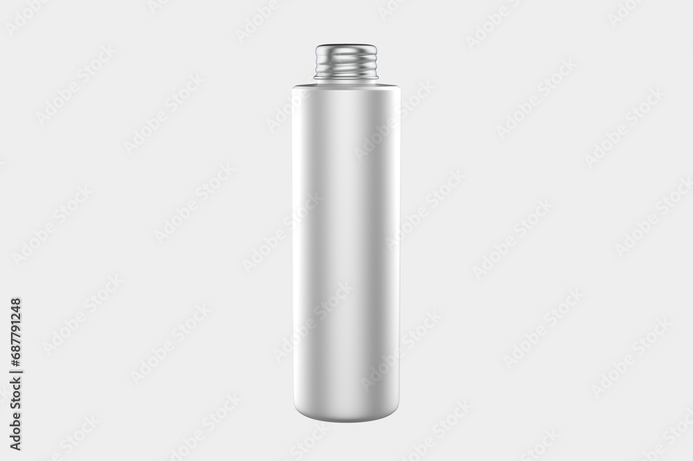 metallic bottle mockup isolated on white background. 3d illustration metallic bottle mockup isolated on white background. 3d illustration