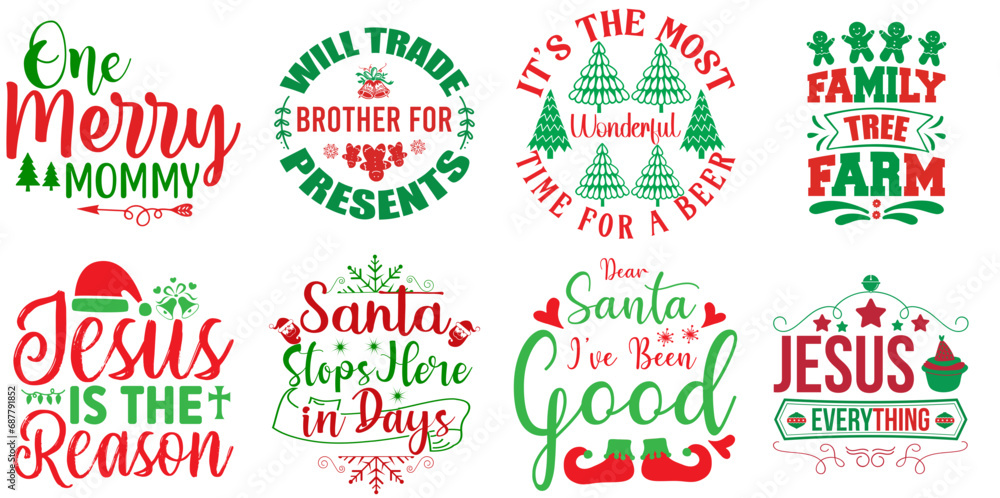 Christmas and Holiday Quotes Collection Christmas Vector Illustration for Flyer, Advertisement, Printing Press