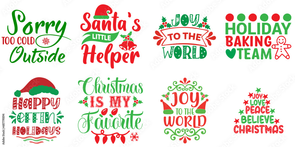 Merry Christmas Phrase Set Christmas Vector Illustration for Logo, Decal, Printing Press Merry Christmas Phrase Set Christmas Vector Illustration for Logo, Decal, Printing Press