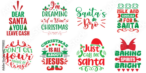 Merry Christmas and Happy New Year Typography Collection Christmas Vector Illustration for Social Media Post, Mug Design, Holiday Cards