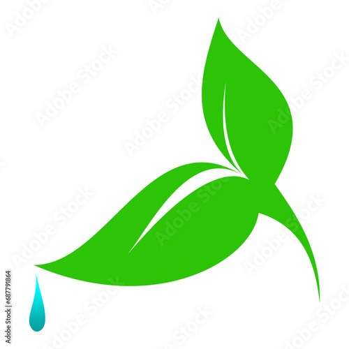 GREEN LEAF BUD LOGO DROPS WATER