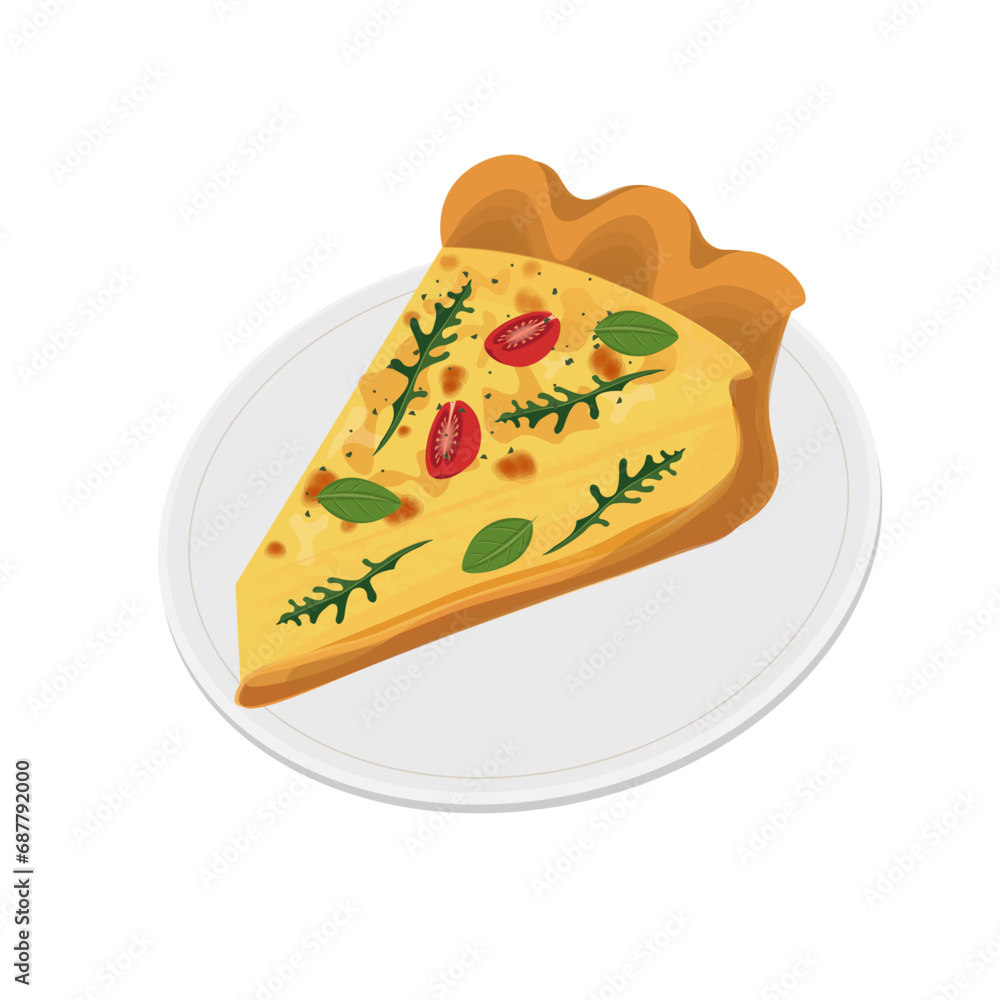 Sliced Vegetable Quiche Vector Illustration Logo Sliced Vegetable Quiche Vector Illustration Logo