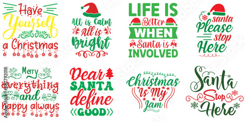 Happy Holiday and Winter Phrase Collection Christmas Vector Illustration for Wrapping Paper  Social Media Post  Packaging