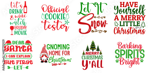Happy Holiday and Winter Phrase Collection Christmas Vector Illustration for Magazine, Holiday Cards, Motion Graphics