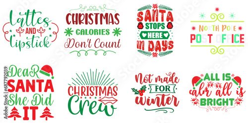 Christmas and Winter Quotes Bundle Christmas Vector Illustration for Icon  Bookmark  Book Cover