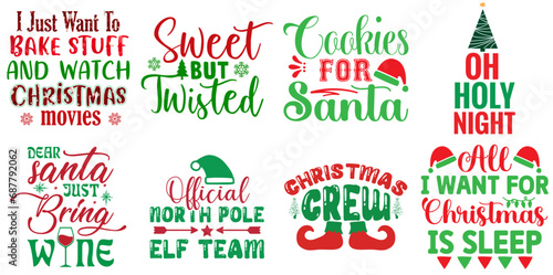 Christmas and Holiday Hand Lettering Bundle Christmas Vector Illustration for Bookmark, Logo, Postcard