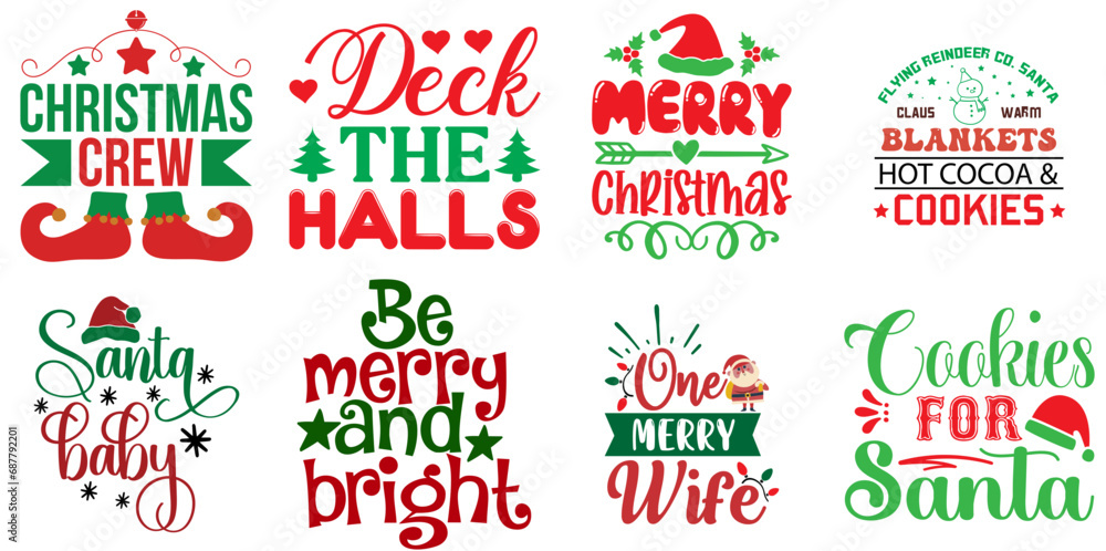 Happy Holiday and Winter Typography Set Christmas Vector Illustration for Wrapping Paper, Printing Press, Gift Card Happy Holiday and Winter Typography Set Christmas Vector Illustration for Wrapping Paper, Printing Press, Gift Card