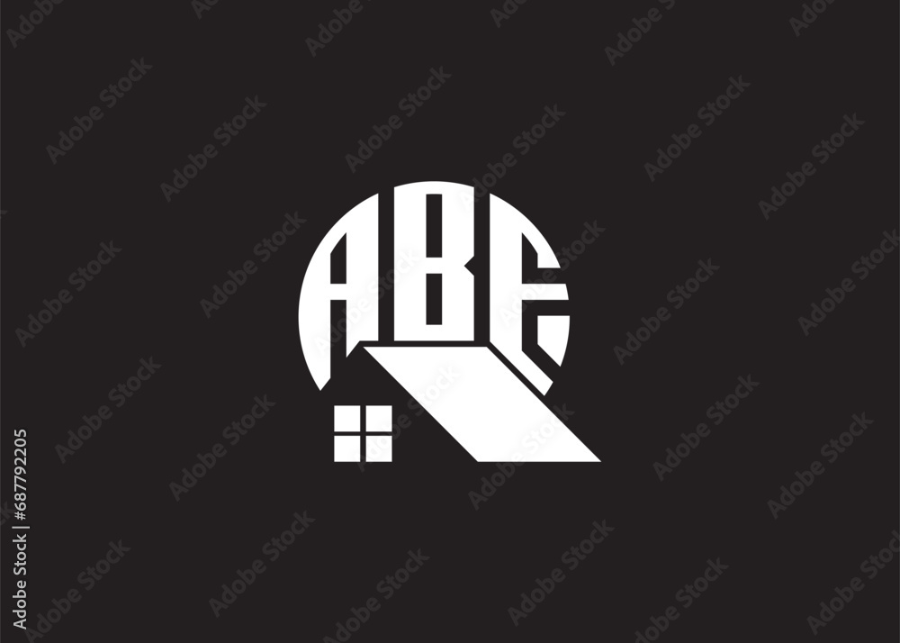 Real Estate Letter ABE Monogram Vector Logo.Home Or Building Shape ABE logo Real Estate Letter ABE Monogram Vector Logo.Home Or Building Shape ABE logo