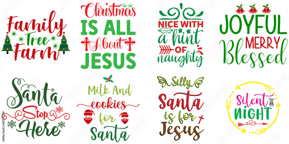 Merry Christmas Typographic Emblems Bundle Christmas Vector Illustration for Postcard, Mug Design, Social Media Post Merry Christmas Typographic Emblems Bundle Christmas Vector Illustration for Postcard, Mug Design, Social Media Post