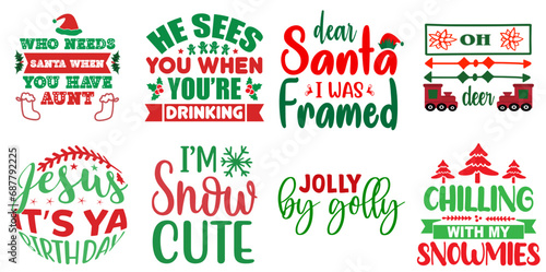 Christmas Festival and Winter Holiday Phrase Set Christmas Vector Illustration for Packaging, Announcement, Social Media Post