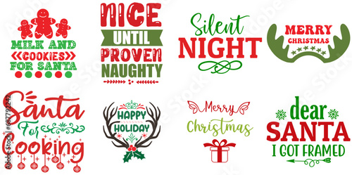 Merry Christmas Quotes Collection Christmas Vector Illustration for Magazine, Label, Motion Graphics