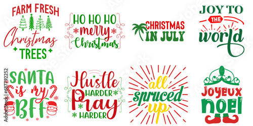 Merry Christmas and Winter Trendy Retro Style Illustration Set Christmas Vector Illustration for Poster, Book Cover, Infographic
