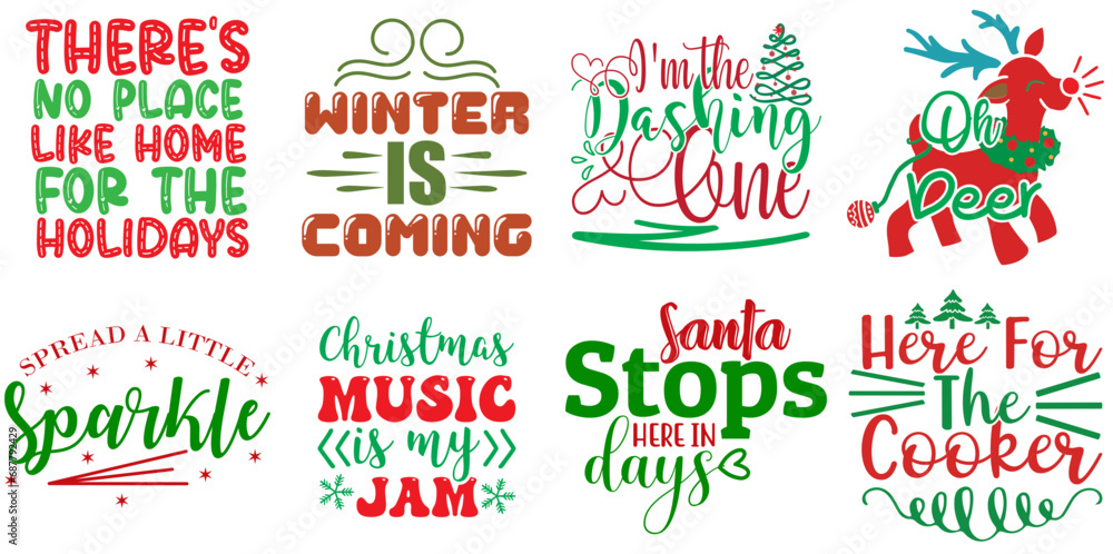 Naklejka premium Merry Christmas and New Year Invitation Collection Christmas Vector Illustration for Presentation, Packaging, Printing Press