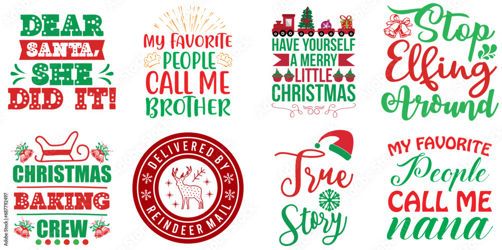 Happy Holiday and Winter Quotes Collection Christmas Vector Illustration for Social Media Post, Advertisement, Newsletter