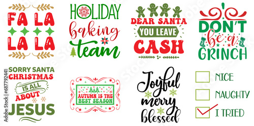 Merry Christmas and Winter Typographic Emblems Collection Christmas Vector Illustration for Label  Newsletter  Sticker