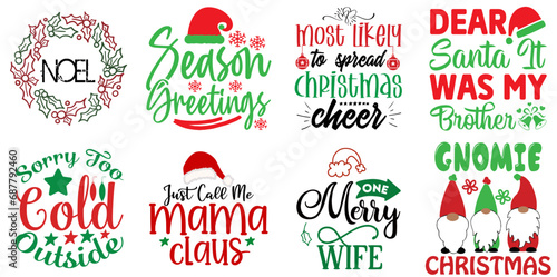Merry Christmas and Happy Holiday Calligraphy Bundle Christmas Vector Illustration for Holiday Cards  Logo  Printing Press