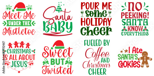 Christmas Festival and Winter Holiday Typographic Emblems Collection Christmas Vector Illustration for Flyer  Stationery  Packaging