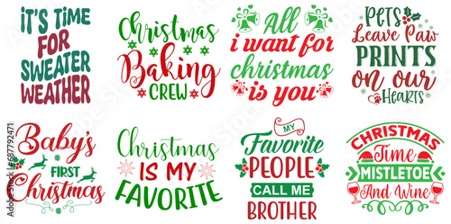 Merry Christmas and Winter Typographic Emblems Bundle Christmas Vector Illustration for Motion Graphics, Infographic, Advertisement