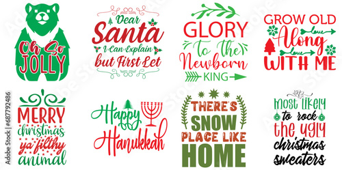 Christmas and Holiday Calligraphic Lettering Bundle Christmas Vector Illustration for Printable, Sticker, Announcement