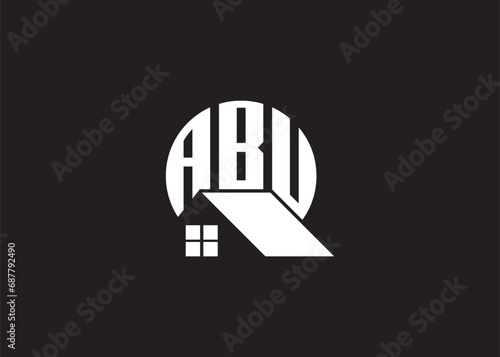 Real Estate Letter ABU Monogram Vector Logo.Home Or Building Shape ABU logo.