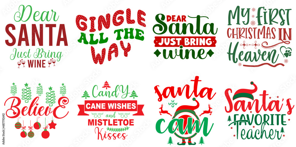 Merry Christmas Inscription Set Christmas Vector Illustration for Gift Card, Advertising, Decal Merry Christmas Inscription Set Christmas Vector Illustration for Gift Card, Advertising, Decal