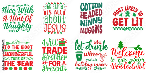 Christmas and Holiday Phrase Collection Christmas Vector Illustration for Advertising, Decal, Advertisement