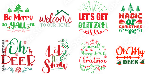 Merry Christmas and Happy New Year Calligraphy Collection Christmas Vector Illustration for Book Cover, Motion Graphics, Infographic
