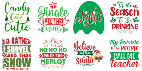 Christmas Festival and Winter Holiday Typography Bundle Christmas Vector Illustration for Presentation  Newsletter  Packaging