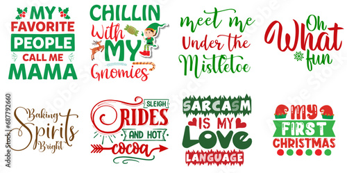 Merry Christmas and New Year Typographic Emblems Collection Christmas Vector Illustration for Icon  Motion Graphics  Gift Card