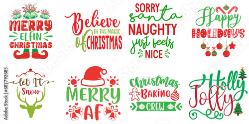 Christmas and Holiday Calligraphic Lettering Bundle Christmas Vector Illustration for Decal  T-Shirt Design  Book Cover