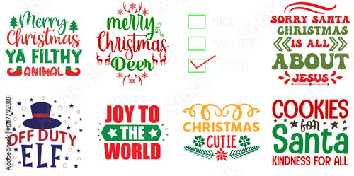 Merry Christmas and Happy New Year Calligraphy Set Christmas Vector Illustration for Decal, Newsletter, Mug Design