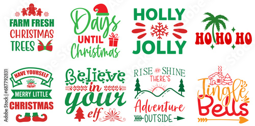 Happy Holiday and Winter Hand Lettering Bundle Christmas Vector Illustration for Wrapping Paper  Infographic  Label