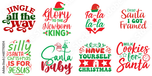 Merry Christmas and Happy Holiday Typographic Emblems Set Christmas Vector Illustration for Flyer, Logo, Printing Press