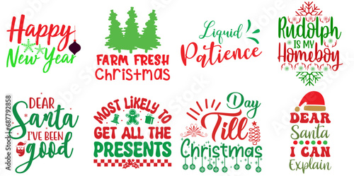 Christmas and New Year Quotes Collection Christmas Vector Illustration for Gift Card, Stationery, Mug Design