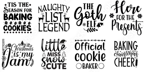 Christmas and New Year Hand Lettering Collection Christmas Black Vector Illustration for Printing Press, Bookmark, Vouchers