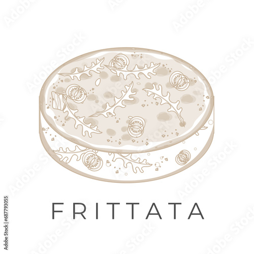Fritata Frittata Simple Line art vector illustration logo 