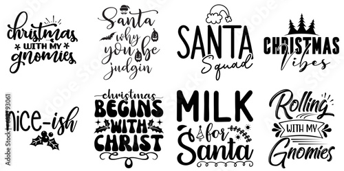 Merry Christmas and Happy Holiday Labels And Badges Bundle Christmas Black Vector Illustration for Vouchers, Book Cover, Presentation