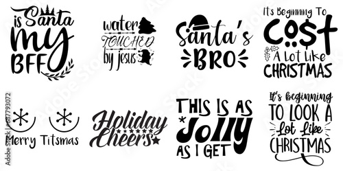 Merry Christmas Calligraphic Lettering Bundle Christmas Black Vector Illustration for Poster, Packaging, Infographic
