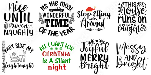 Christmas and Holiday Invitation Set Christmas Black Vector Illustration for Flyer, Wrapping Paper, T-Shirt Design