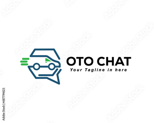 auto fast car chat community logo design template illustration inspiration